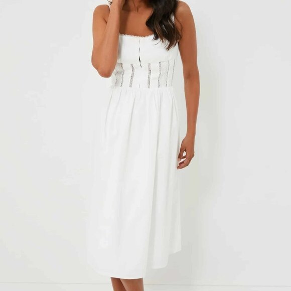 White Giada Midi Dress - White / L - Picture 1 of 3